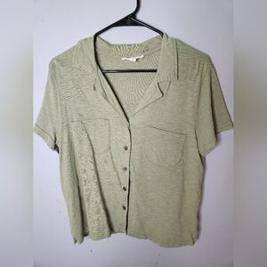 Jane+Delancey Olive Green🫒 Women's Button-Up Top M- Quiet Luxury Vibes💕